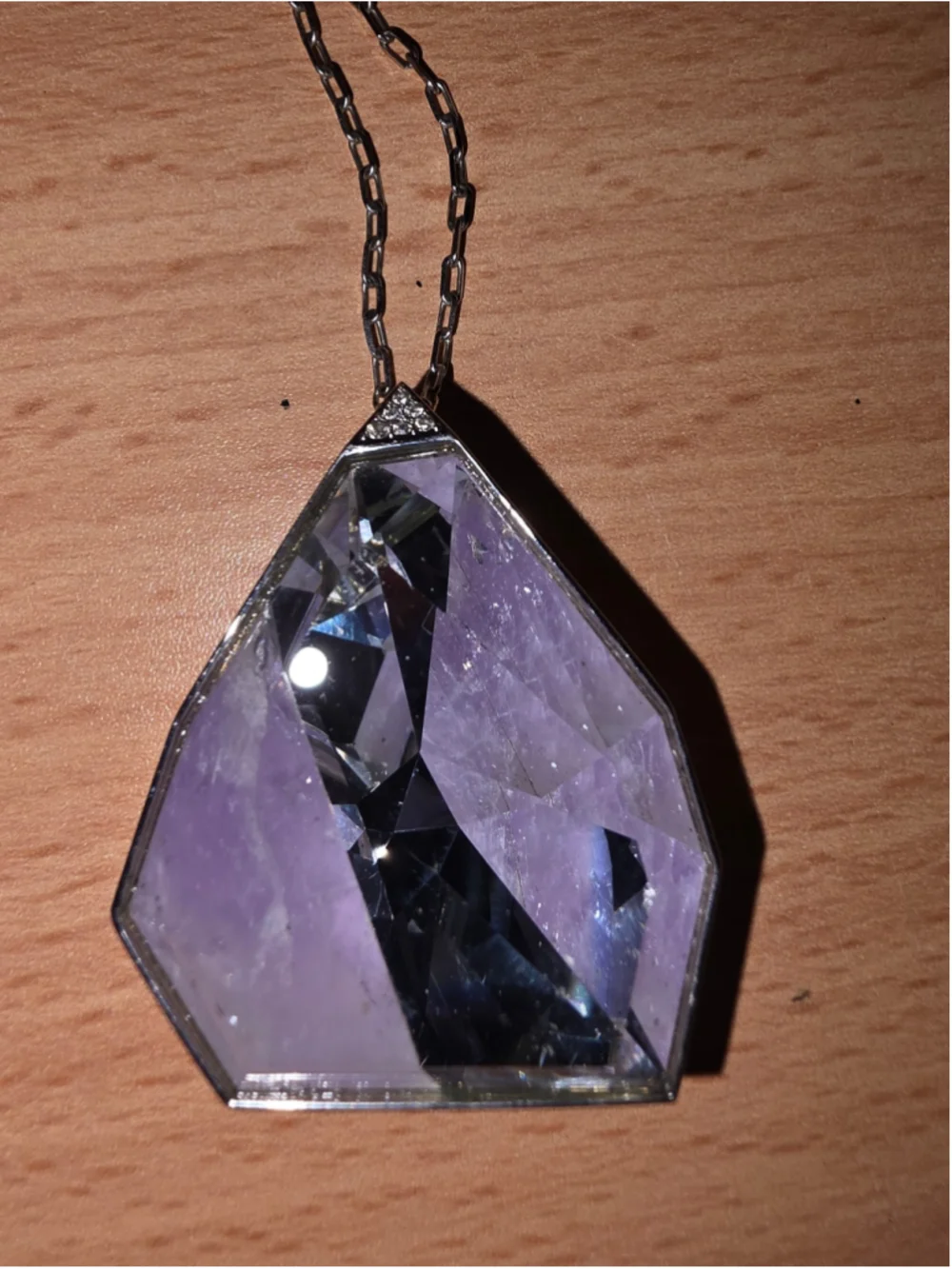 Swarovski 5159047 Architectural Amethyst Crystal Pendant Necklace Signed